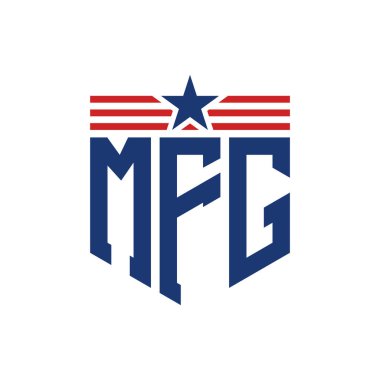 Yıldız ve Amerikan Bayrak Kayışlı Vatansever MFG logosu. USA Flag ile MFG logosu