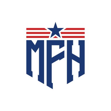 Yıldız ve Amerikan Bayrak Kayışlı Vatansever MFH logosu. USA Flag ile MFH Logosu