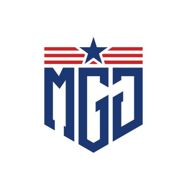 Yıldız ve Amerikan Bayrak Kayışlı Vatansever MGJ logosu. USA Flag ile MGJ Logosu