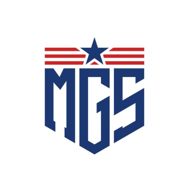 Star ve American Flag Straps 'li Vatansever MGS logosu. USA Flag ile Harf MGS Logosu