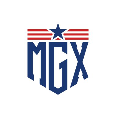 Yıldız ve Amerikan Bayrak Kayışlı Vatansever MGX logosu. USA Flag ile MGX Logosu