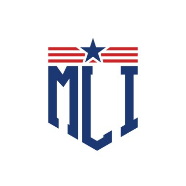 Yıldız ve Amerikan Bayrak Kayışlı Yurtsever MLI logosu. USA Flag ile MLI Logosu