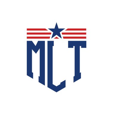 Yıldız ve Amerikan Bayrak Kayışlı Vatansever MLT logosu. USA Flag ile MLT Logosu