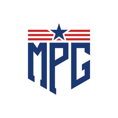 Yıldız ve Amerikan Bayrak Kayışlı Yurtsever MPG logosu. ABD Bayrağı ile MPG logosu