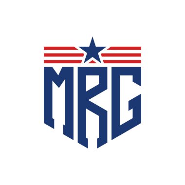 Yıldız ve Amerikan Bayrak Kayışlı Yurtsever MRG logosu. ABD Bayrağı ile MRG logosu