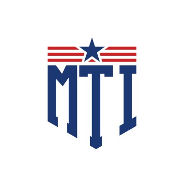 Yıldız ve Amerikan Bayrak Kayışlı Vatansever MTI logosu. USA Flag ile MTI Logosu