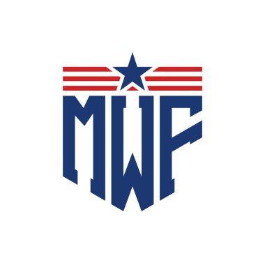 Yıldız ve Amerikan Bayrak Kayışlı Yurtsever MWF logosu. USA Flag ile MWF Logosu