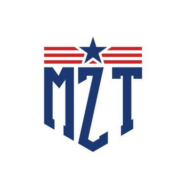 Yıldız ve Amerikan Bayrak Kayışlı Vatansever MZT logosu. USA Flag ile MZT Logosu