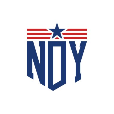 Patriotic NDY Logo with Star and American Flag Straps. Letter NDY Logo with USA Flag clipart