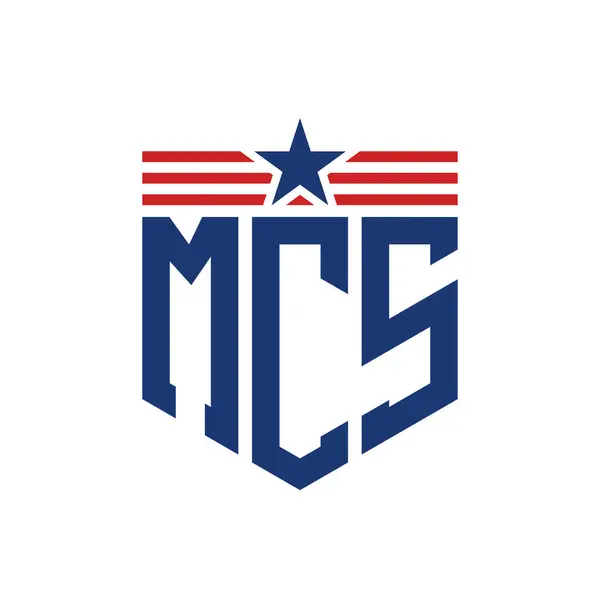 stock vector Patriotic MCS Logo with Star and American Flag Straps. Letter MCS Logo with USA Flag