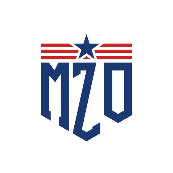 stock vector Patriotic MZO Logo with Star and American Flag Straps. Letter MZO Logo with USA Flag