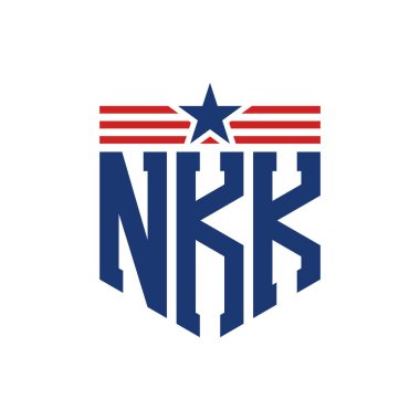 Star ve American Flag Straps 'li Vatansever NKK logosu. ABD Bayrağı ile NKK Logosu Mektubu
