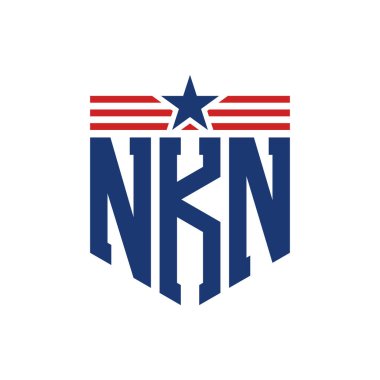 Yıldız ve Amerikan Bayrak Kayışlı Vatansever NKN logosu. ABD Bayrağı ile NKN Mektubu