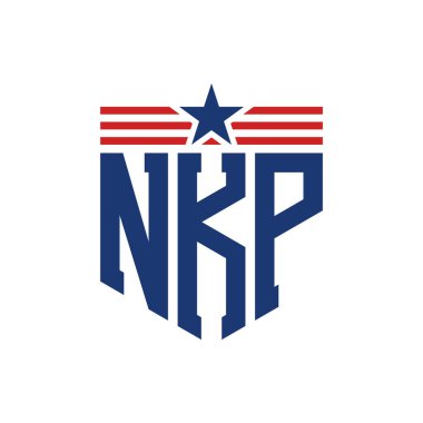 Yıldız ve Amerikan Bayrak Kayışlı Vatansever NKP logosu. ABD Bayrağı ile NKP Logosu