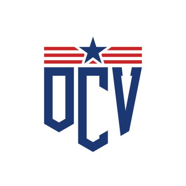 Star ve American Flag Straps 'li Vatansever OCV logosu. ABD Bayrağı ile OCV Logosu