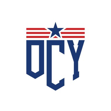 Star ve American Flag Straps 'li Vatansever OCY logosu. ABD Bayrağı ile OCY Logosu