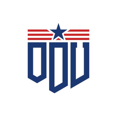 Yıldız ve Amerikan Bayrak Kayışlı Yurtsever ODU logosu. ABD Bayrağı ile ODU Logosu