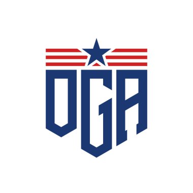 Yıldız ve Amerikan Bayrak Kayışlı Vatansever OGA logosu. USA Flag ile OGA logosu