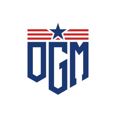 Yıldız ve Amerikan Bayrak Kayışlı Vatansever OGM logosu. ABD Bayrağı ile OGM Logosu