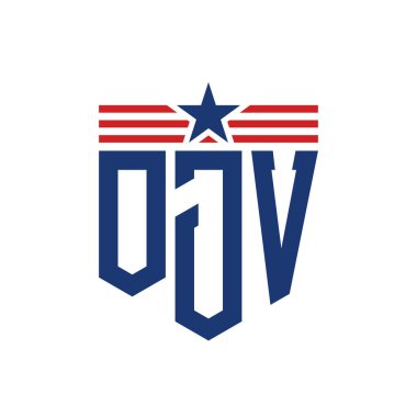 Star ve American Flag Straps 'li Vatansever OJV logosu. ABD Bayrağı ile OJV Logosu