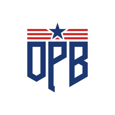 Yıldız ve Amerikan Bayrak Kayışlı Vatansever OPB logosu. ABD Bayrağıyla OPB Logosu