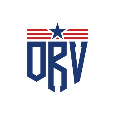 Yıldız ve Amerikan Bayrak Kayışlı Vatansever ORV logosu. ABD Bayrağı ile ORV Logosu