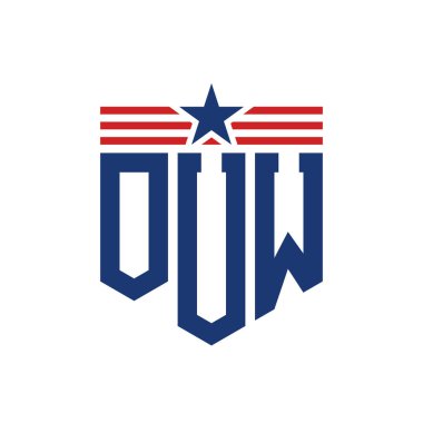 Yıldız ve Amerikan Bayrak Kayışlı Yurtsever OUW logosu. USA Flag 'li OUW Logosu