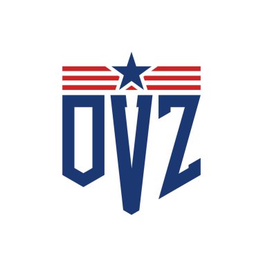 Yıldız ve Amerikan Bayrak Kayışlı Vatansever OVZ logosu. ABD Bayrağı ile OVZ Logosu