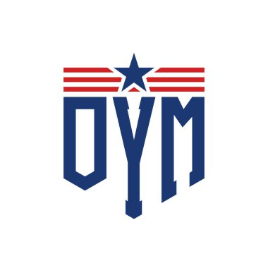 Yıldız ve Amerikan Bayrak Kayışlı Vatansever OYM logosu. ABD Bayrağı ile OYM Logosu