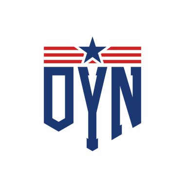 Yıldız ve Amerikan Bayrak Kayışlı Yurtsever OYN logosu. ABD Bayrağı ile OYN Logosu