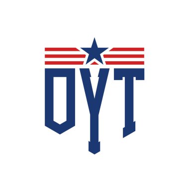 Yıldız ve Amerikan Bayrak Kayışlı Vatansever OYT logosu. US Flag ile OYT Logosu