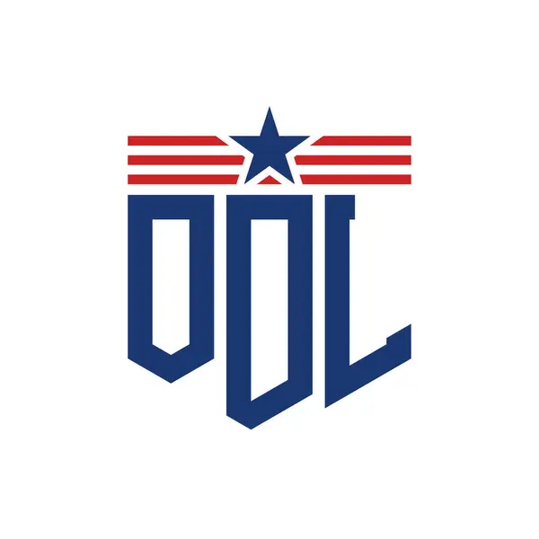 Stock vector Patriotic ODL Logo with Star and American Flag Straps. Letter ODL Logo with USA Flag