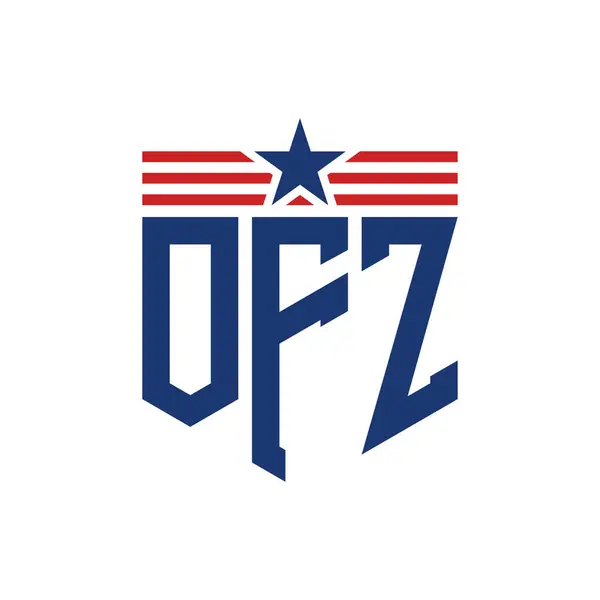 stock vector Patriotic OFZ Logo with Star and American Flag Straps. Letter OFZ Logo with USA Flag