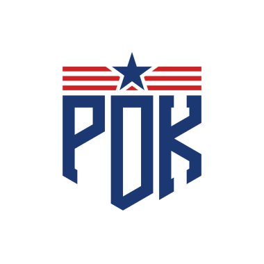 Yıldız ve Amerikan Bayrak Kayışlı Vatansever PDK logosu. USA Flag ile PDK Logosu