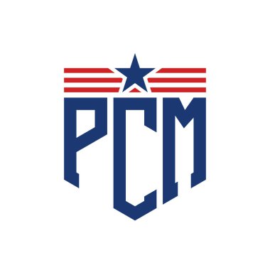 Yıldız ve Amerikan Bayrak Kayışlı Yurtsever PCM logosu. USA Flag ile PCM Logosu