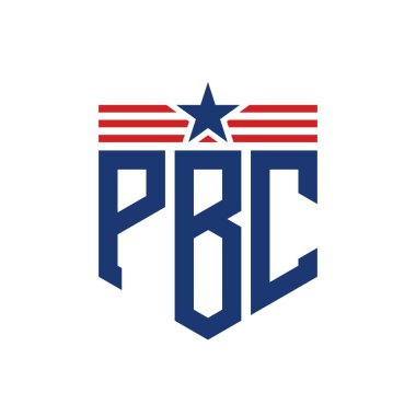 Yıldız ve Amerikan Bayrak Kayışlı Vatansever PBC logosu. ABD Bayrağıyla PBC Logosu