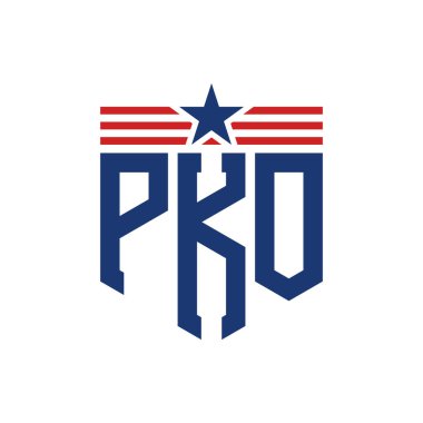 Yıldız ve Amerikan Bayrak Kayışlı Vatansever PKO logosu. ABD Bayrağı ile PKO Logosu
