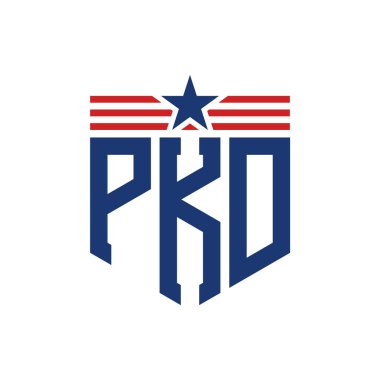 Yıldız ve Amerikan Bayrak Kayışlı Vatansever PKD logosu. ABD Bayrağı ile PKD Logosu