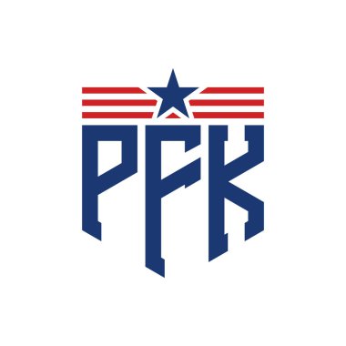 Yıldız ve Amerikan Bayrak Kayışlı Yurtsever PFK logosu. U.S. Flag ile PFK Logosu