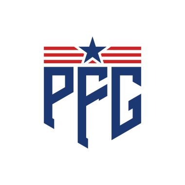 Yıldız ve Amerikan Bayrak Kayışlı Yurtsever PFG logosu. ABD Bayrağı ile PFG logosu