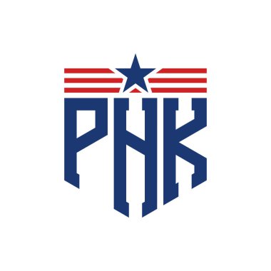 Yıldız ve Amerikan Bayrak Kayışlı Vatansever PHK logosu. USA Flag ile PHK Logosu