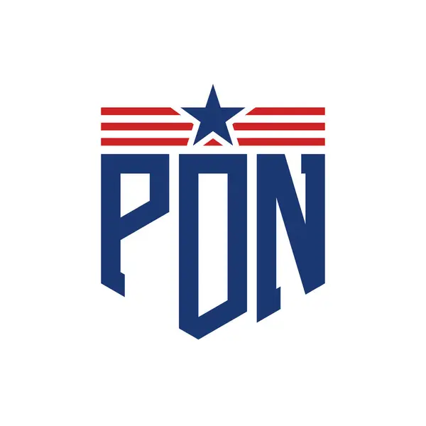 stock vector Patriotic PDN Logo with Star and American Flag Straps. Letter PDN Logo with USA Flag