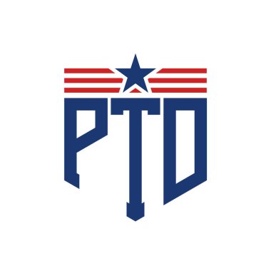 Yıldız ve Amerikan Bayrak Kayışlı Vatansever PTD logosu. USA Flag ile PTD Logosu