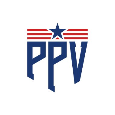 Yıldız ve Amerikan Bayrak Kayışlı Vatansever PPV logosu. USA Flag ile PPV Logosu