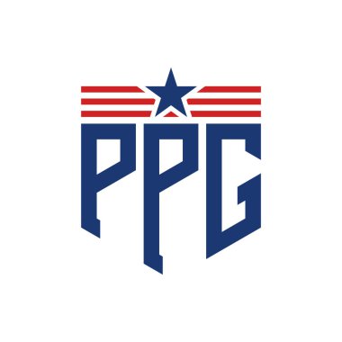 Yıldız ve Amerikan Bayrak Kayışlı Vatansever PPG logosu. USA Flag ile PPG logosu