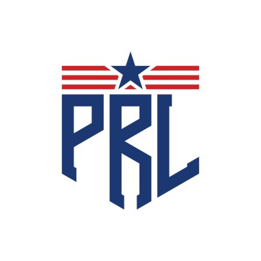 Yıldız ve Amerikan Bayrak Kayışlı Vatansever PRL logosu. USA Flag ile PRL Logosu