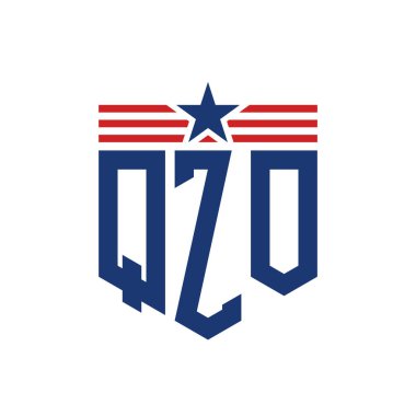 Yıldız ve Amerikan Bayrak Kayışlı Vatansever QZO logosu. USA Flag ile QZO Logosu