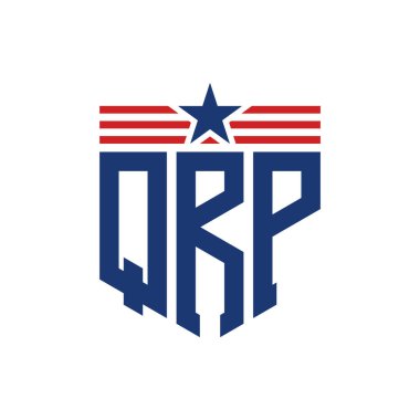 Yıldız ve Amerikan Bayrak Kayışlı Vatansever QRP logosu. USA Flag ile QRP Logosu