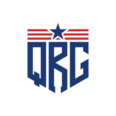 Yıldız ve Amerikan Bayrak Kayışlı Vatansever QRG logosu. USA Flag ile QRG Logosu