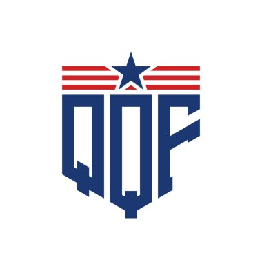 Yıldız ve Amerikan Bayrak Kayışlı Vatansever QQF logosu. USA Flag ile QQF Logosu